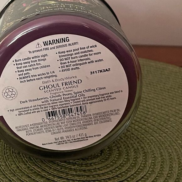 BBW Ghoul Friend 3 Wick Scented Candle NWT - Picture 3 of 4